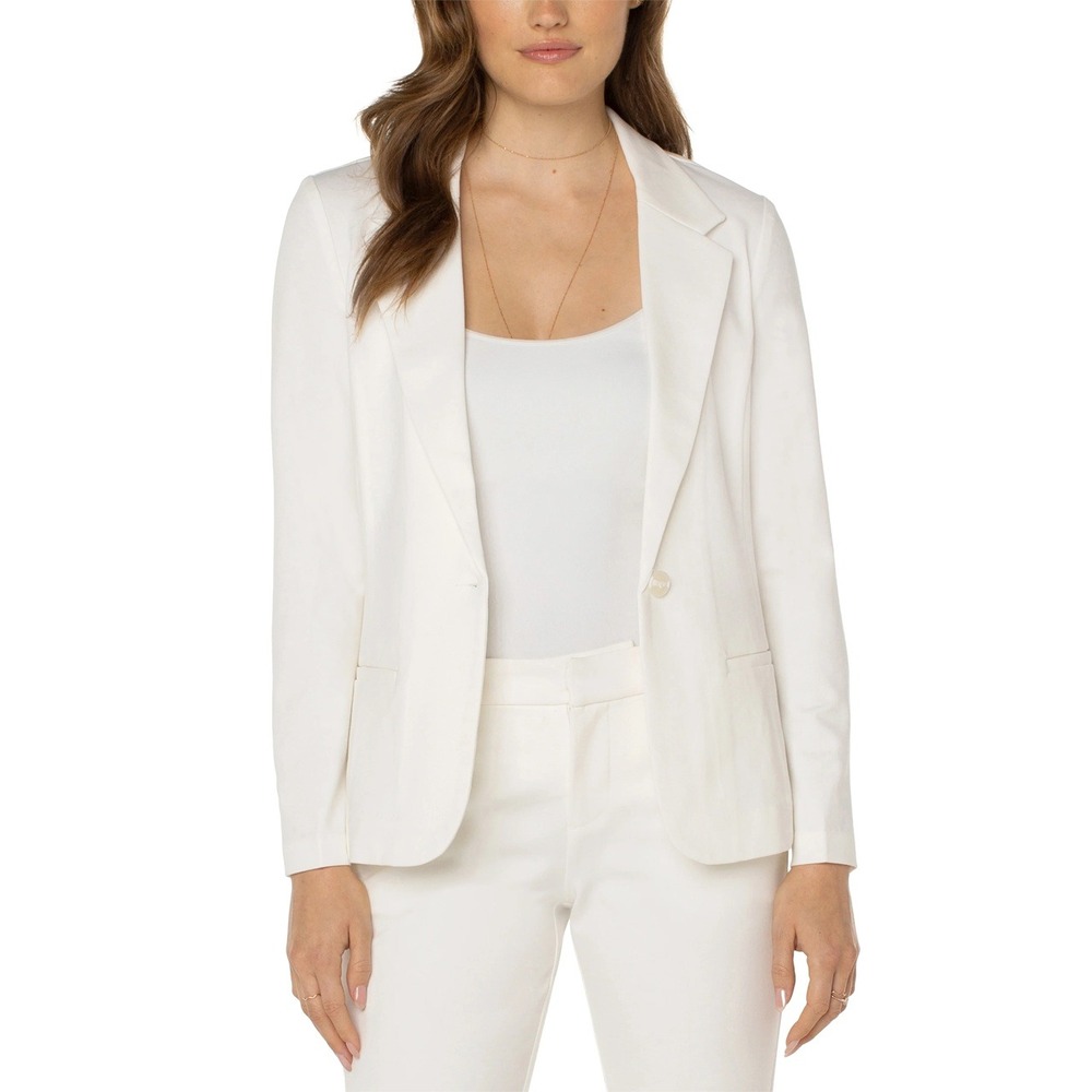 NWOT Liverpool Fitted Super Stretch Tailored Chic Blazer White Women S